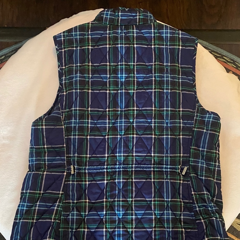 Croft & Barrow Blue, Green and white Plaid puffy Vest - Picture 5 of 8